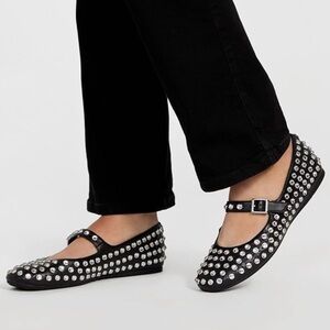 Rhinestone Black Mary Jane Ballet Flats Size 8 NWT!
Punk Retro Sparkle